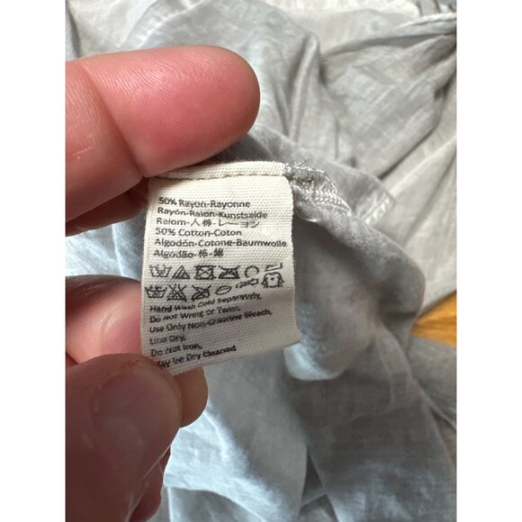 Free People Sheer Gray Cowl Neck Pullover 3/4 Sleeves Hi-Lo Hem Blouse Size M - Picture 5 of 8